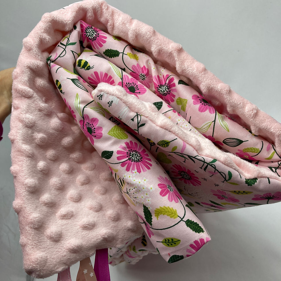 Miniature : Couverture enfant IRIS ROSE en tissu doux Minky et coton, env. 92