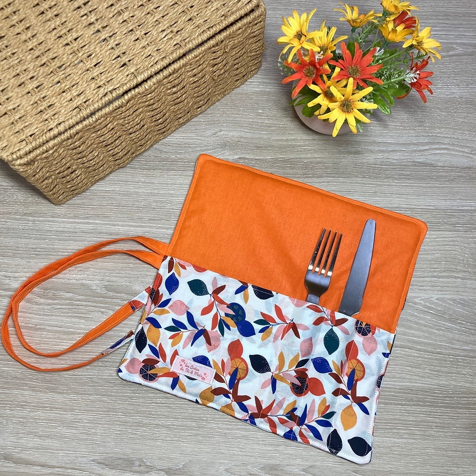 Miniature : Pochette à Couverts molletonnée - FRUITS ÉTÉ avec ORANGE