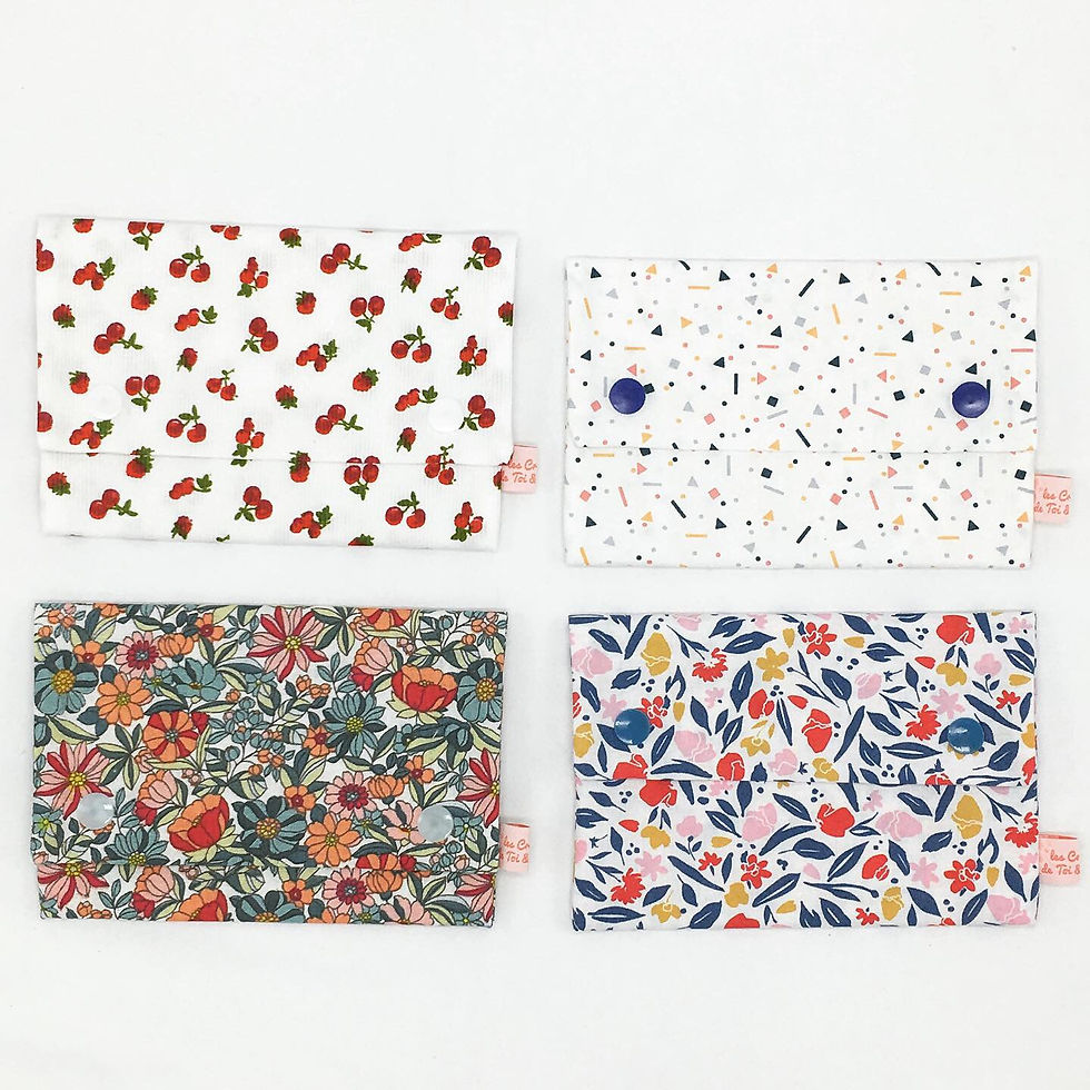 Miniature : 15x10cm - Grande Pochette Origami en Tissu Coton avec boutons pression