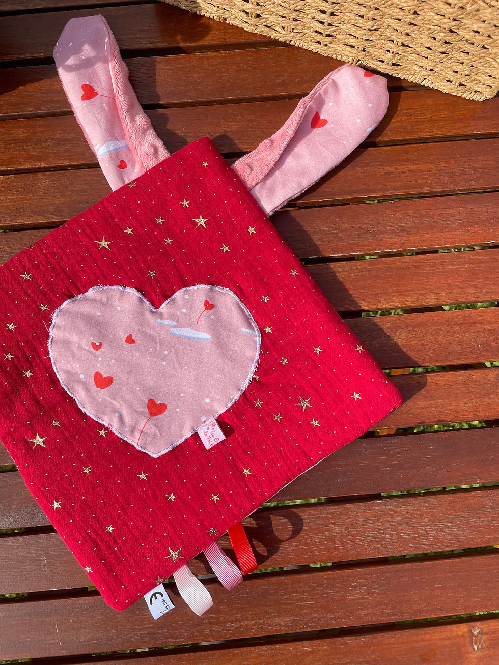 Miniature : Doudou plat LOVE - COEUR NUAGE ROUGE ETOILE (#349)
