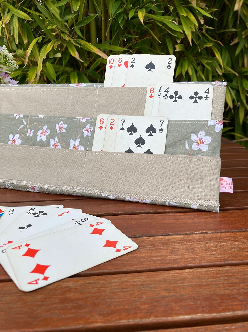 Miniature : Porte cartes à jouer (double face transparent + tissu) - AMANDIER GRIS (#326)