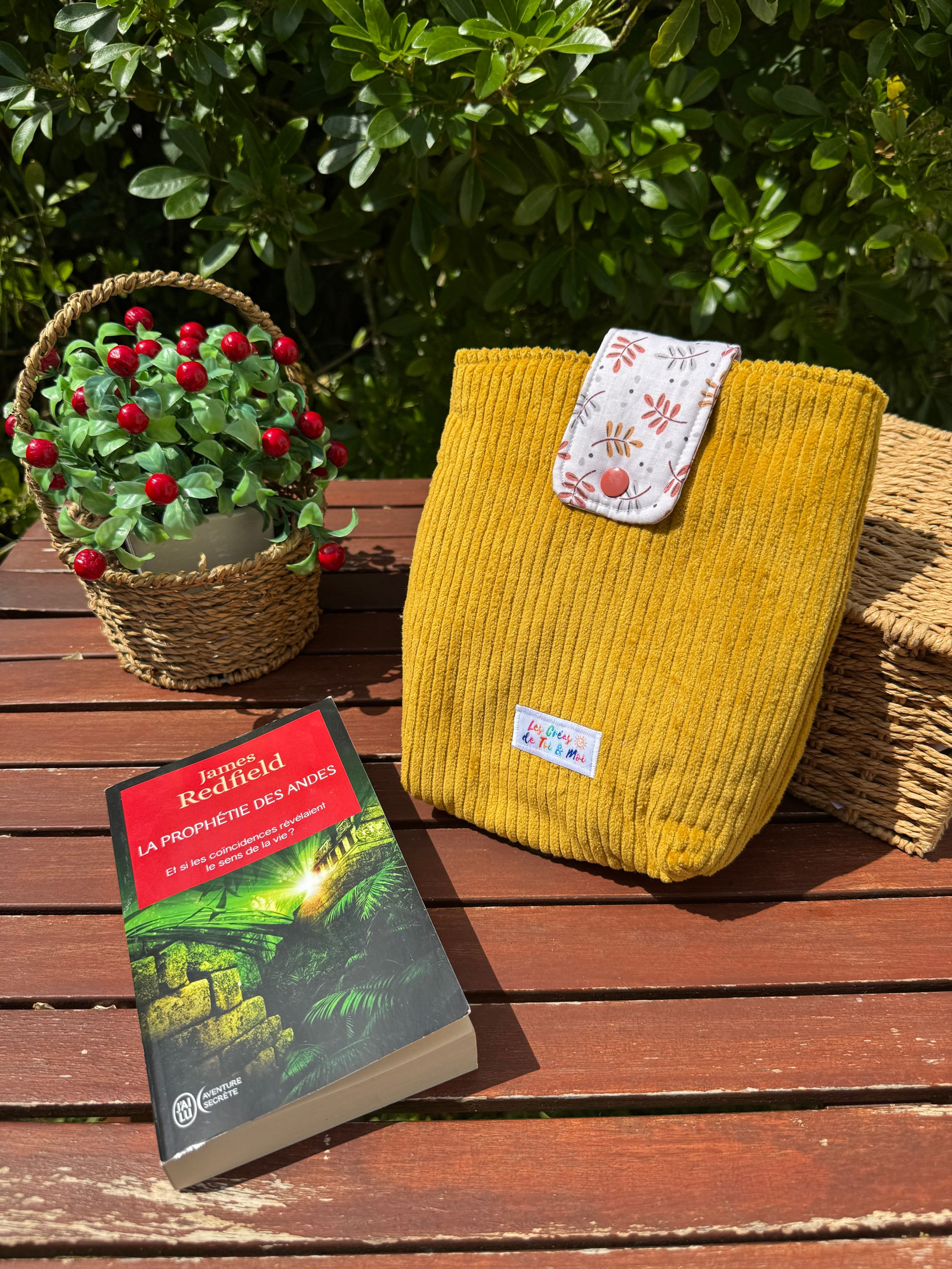 Pochette Molletonnée Livre de Poche velours avec rabat CURRY AUTOMNE