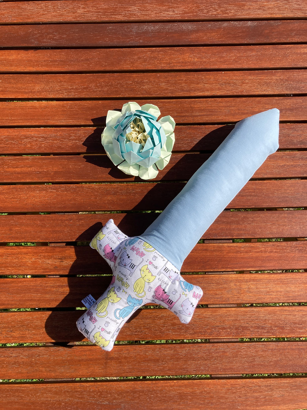 Miniature : Épée en tissu coton - BLEU CIEL & CHAT (#65)