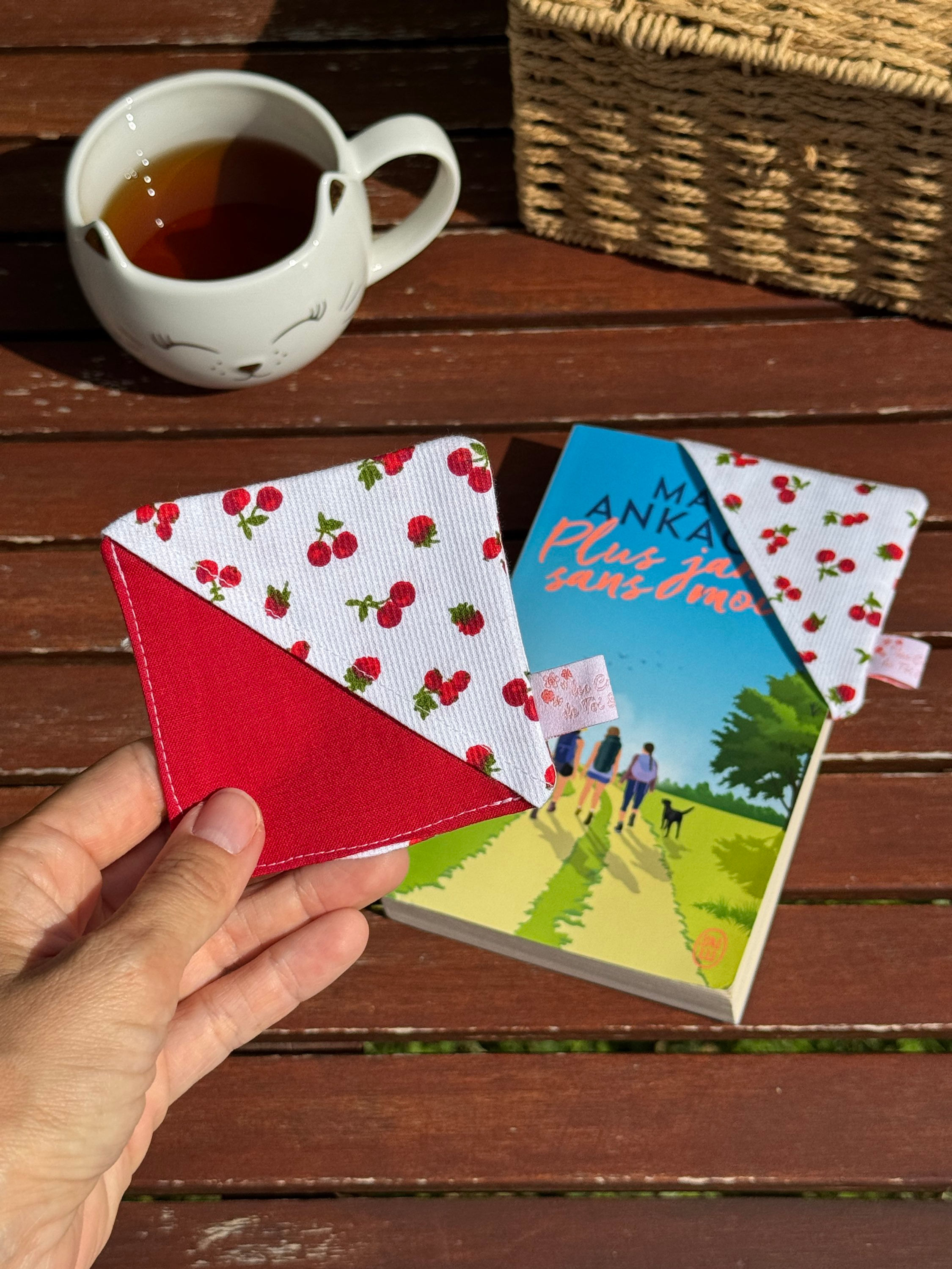 Marque page en coin CERISE + ROUGE