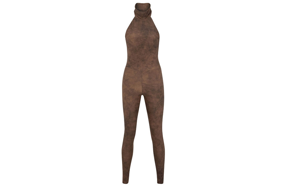 Dark Brown Abstract Halter Jumpsuit