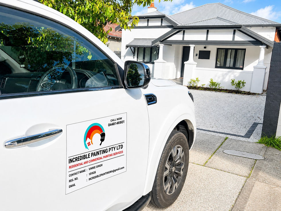 White Incredible Painting Pty Ltd van parked at a house