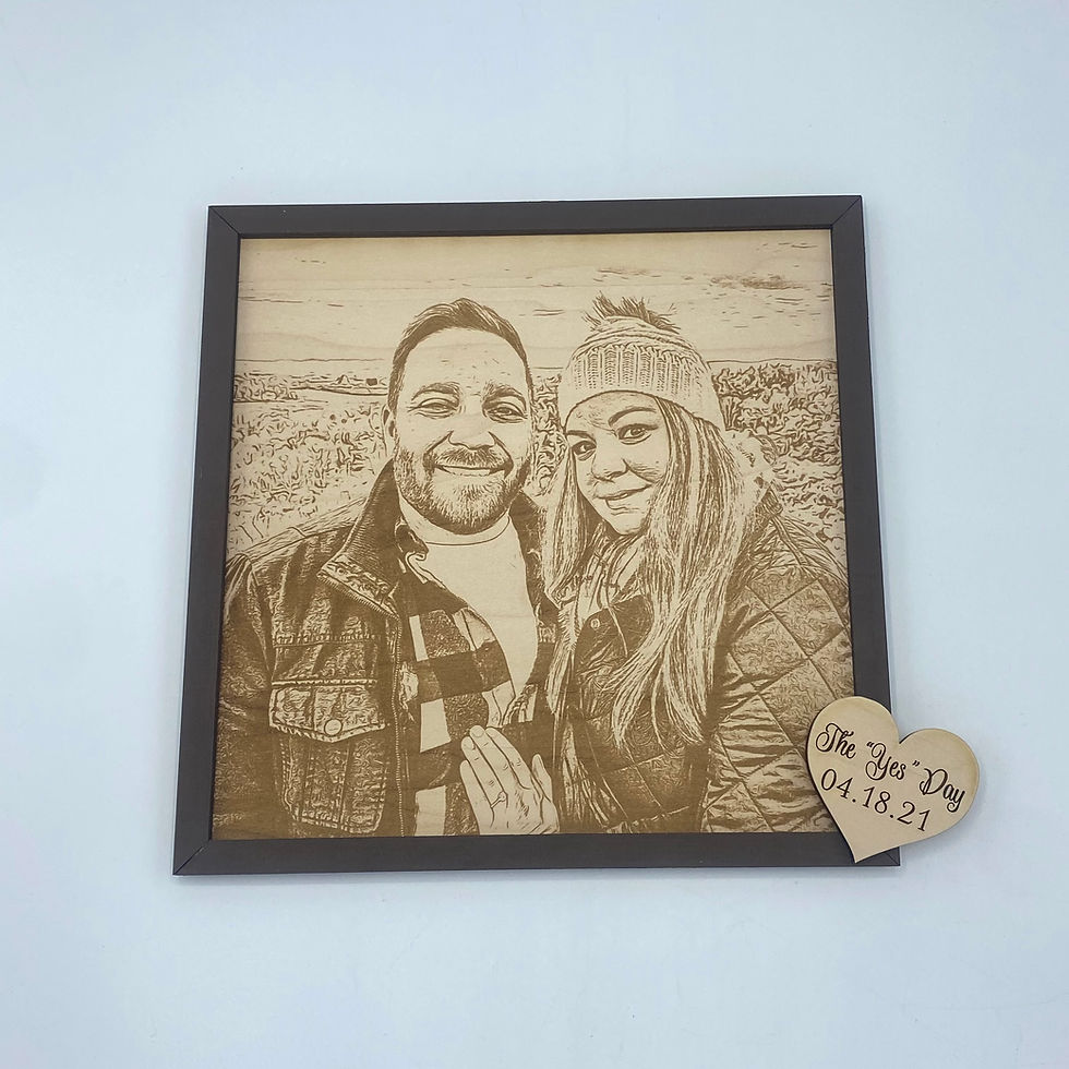 Thumbnail: Wood Engraved Photo with Frame
