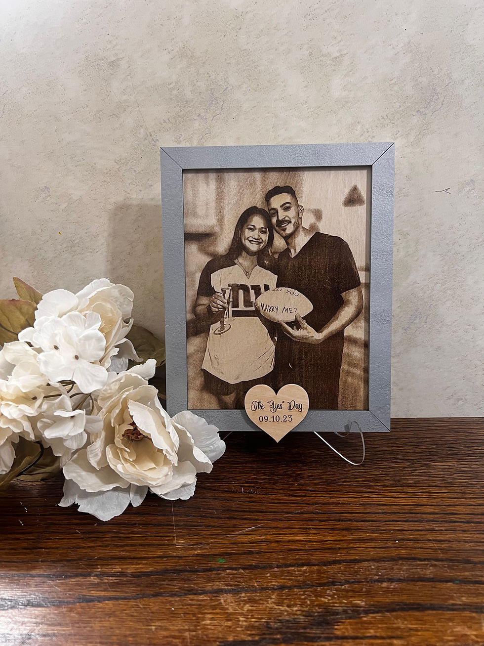 Thumbnail: Wood Engraved Photo with Frame