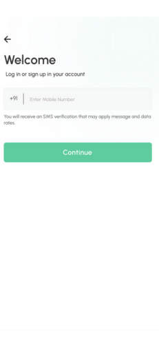 Mobile app signup screen with an easy-to-use interface for entering and verifying a phone number.