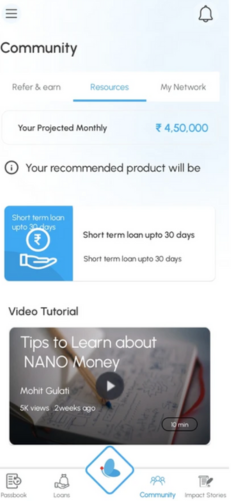 NANO Money App interface showing personal loan options—Silver, Gold, and Platinum—designed for flexible and easy borrowing.