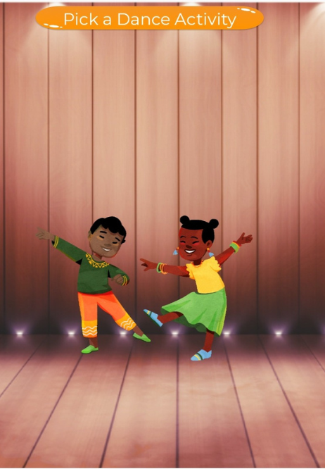 Fun and interactive 'Learn to Dance' feature in the app, helping kids explore movement and rhythm with joy.