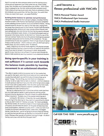 Training article in Fitness magazine