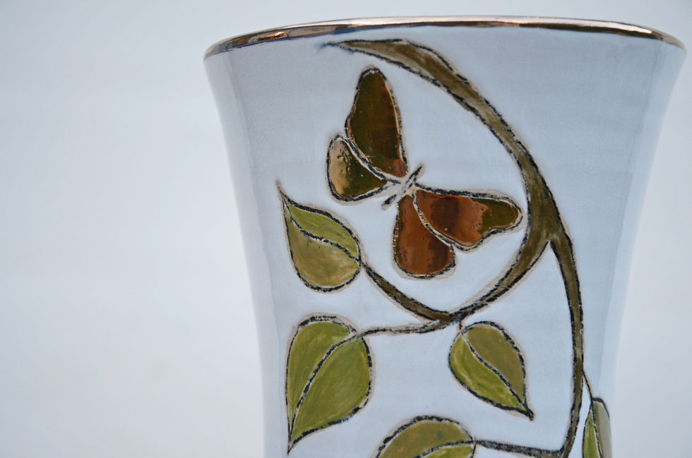 Thumbnail: Large Vase. Girl with yellow butterflies