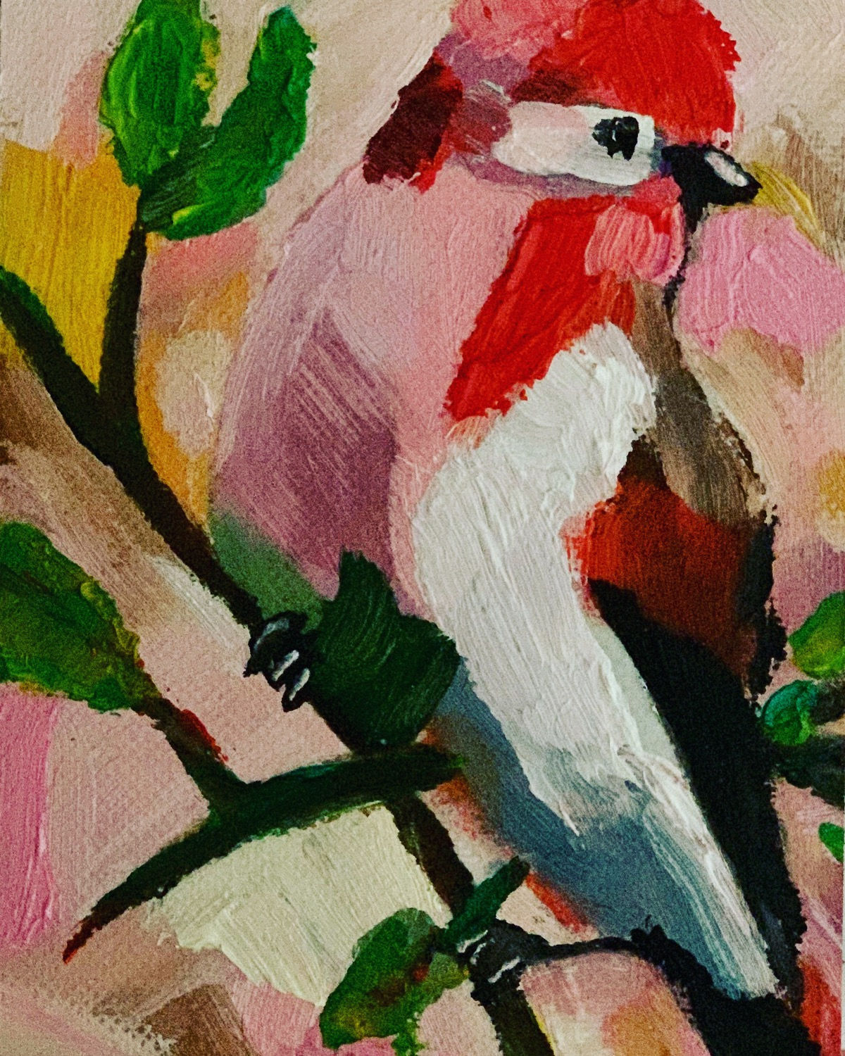 Aceo tiny 2.5 by 3.5 Artist Trading Card  Bird in Oil 