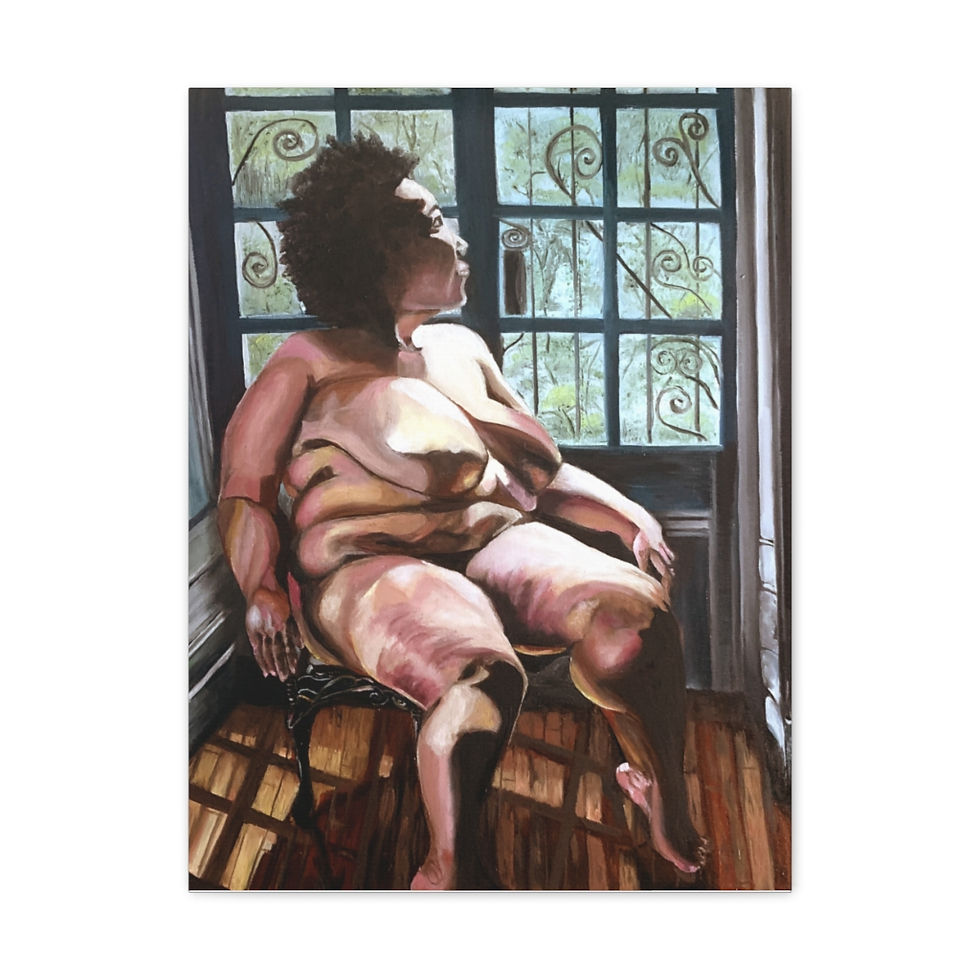 Thumbnail: "Queen of Her Castle" Nude Black Woman, Canvas Gallery Wraps