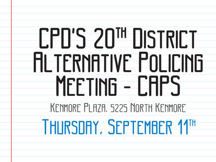 CPD’s 20th District Alternative Policing Meeting - CAPS September 11th 2025