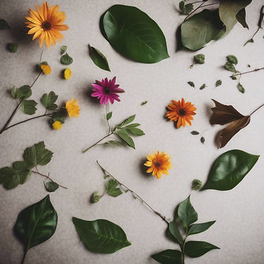 simple leaves and flowers on a table.jpg