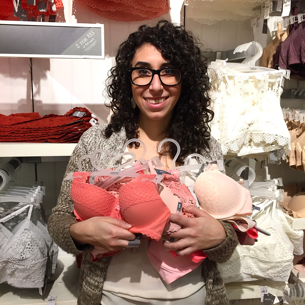 At Aerie with every bra in hand!