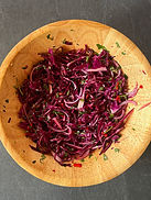 Spicy red cabbage curtido with red onion, cilantro, habanero, and lime