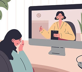 Desenho de duas mulheres conversando pelo computador