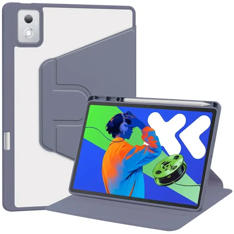 For Lenovo Idea Tab Pro Case with Pen Holder 360 Rotating Acrylic Clear Hard Tab