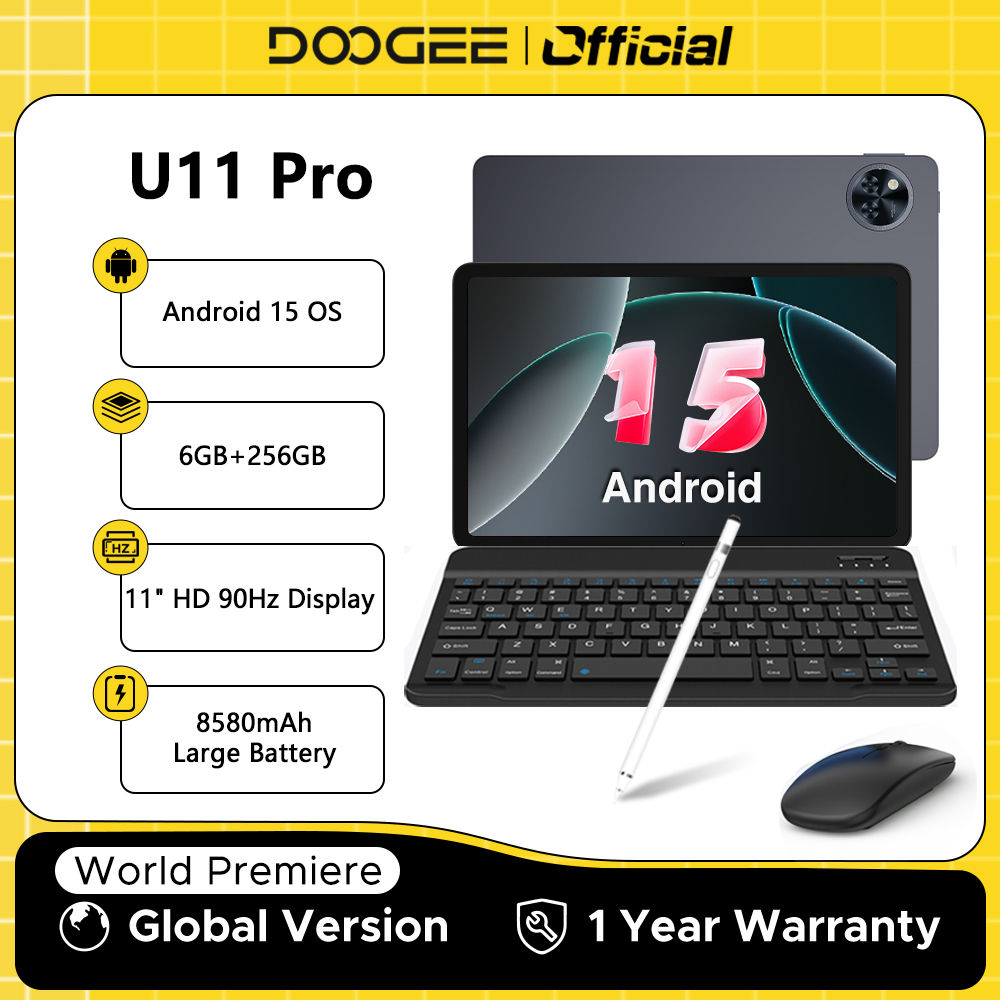 DOOGEE U11 Pro Android 15 Tablet 30GB(6+24) 256GB 11" HD 90Hz Display 8580mAh Ba