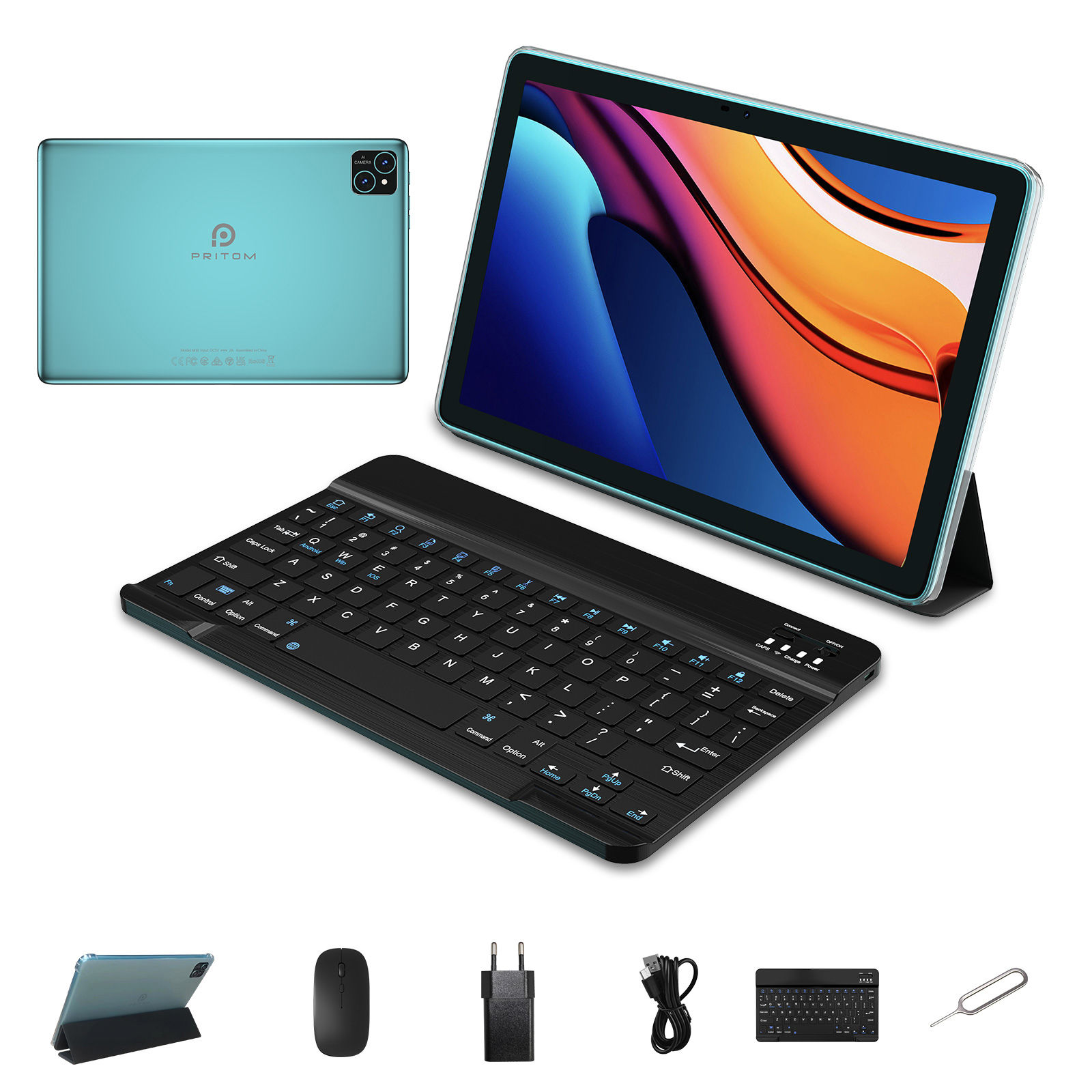 PRITOM Android 14 Tablet 10.1 Inch, 8GB(4+4 Expand) RAM + 128GB ROM, Octa Core,