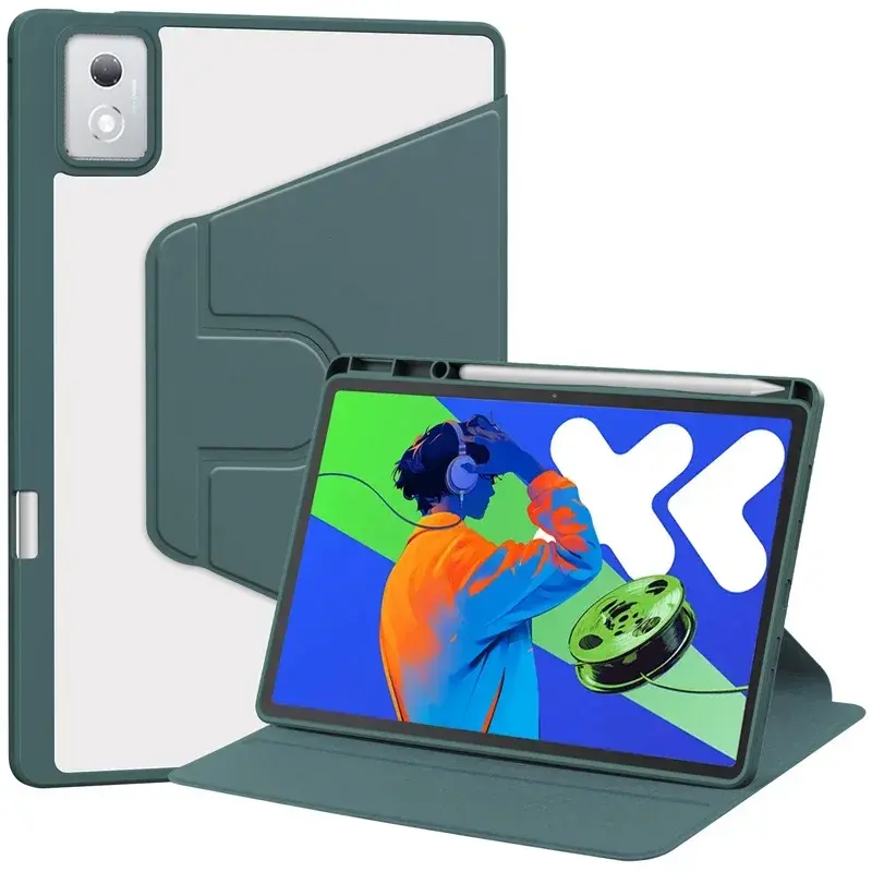 For Lenovo Idea Tab Pro Case with Pen Holder 360 Rotating Acrylic Clear Hard Tab