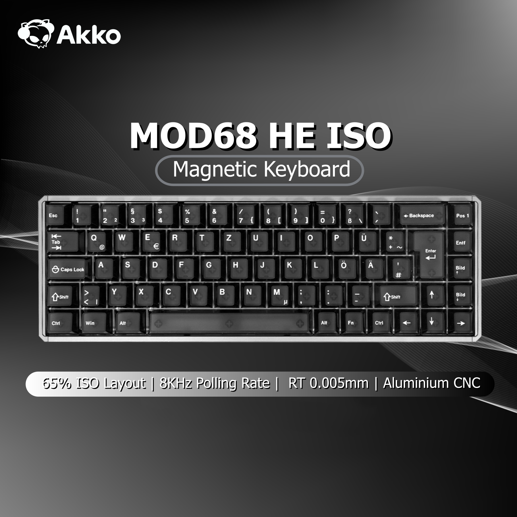 Akko MOD68 HE Keyboard ISO UK/DE/FR Layout 65% Magnetic Switch Rapid Trigger 0.0