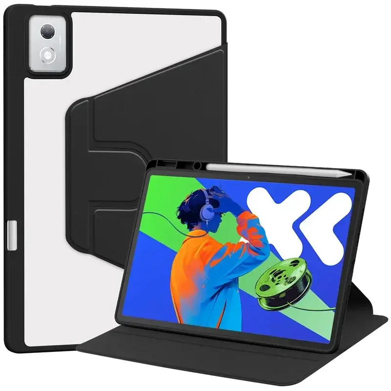 For Lenovo Idea Tab Pro Case with Pen Holder 360 Rotating Acrylic Clear Hard Tab