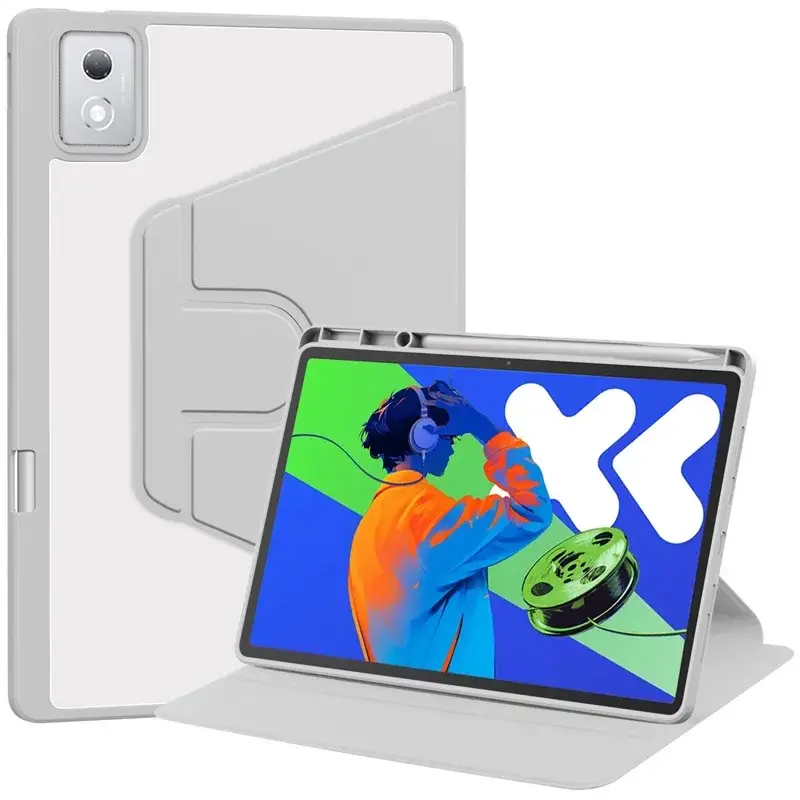 For Lenovo Idea Tab Pro Case with Pen Holder 360 Rotating Acrylic Clear Hard Tab