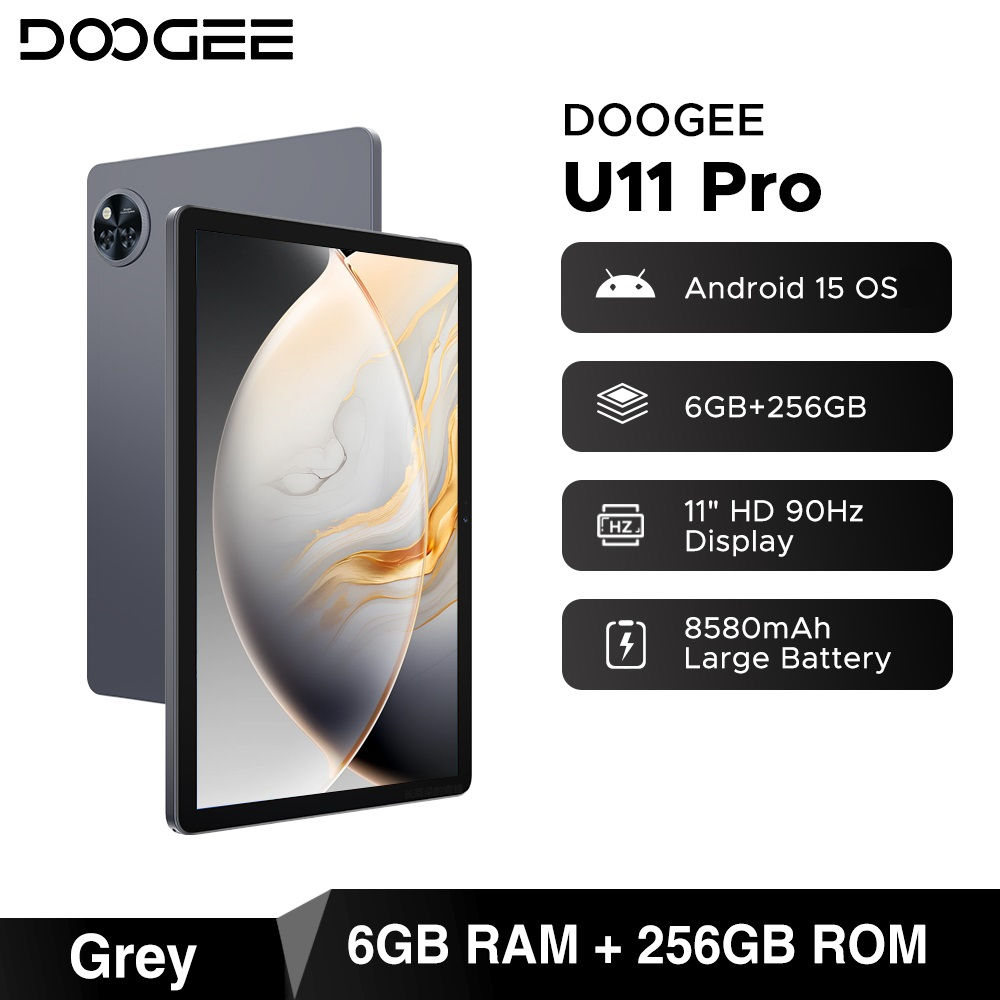 DOOGEE U11 Pro Android 15 Tablet 30GB(6+24) 256GB 11" HD 90Hz Display 8580mAh Ba