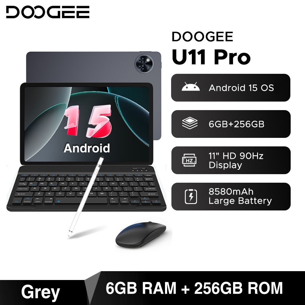 DOOGEE U11 Pro Android 15 Tablet 30GB(6+24) 256GB 11" HD 90Hz Display 8580mAh Ba
