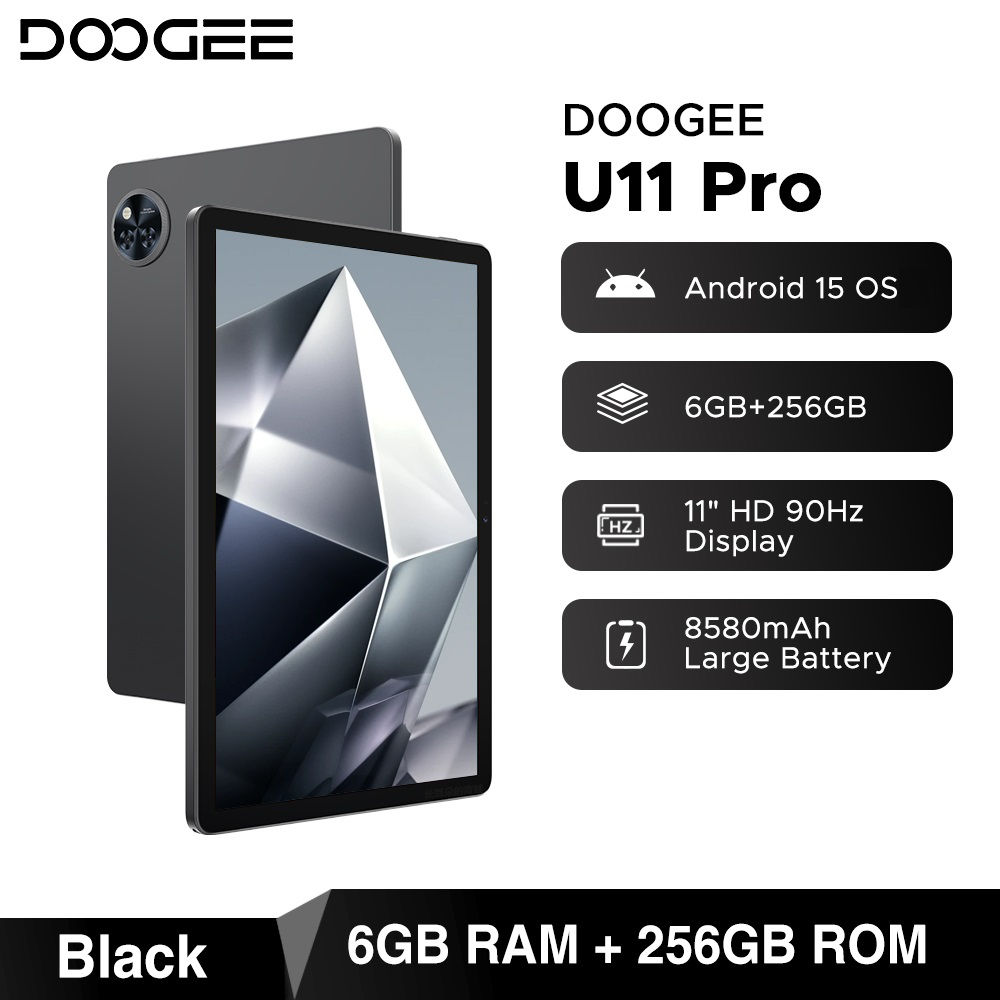 DOOGEE U11 Pro Android 15 Tablet 30GB(6+24) 256GB 11" HD 90Hz Display 8580mAh Ba