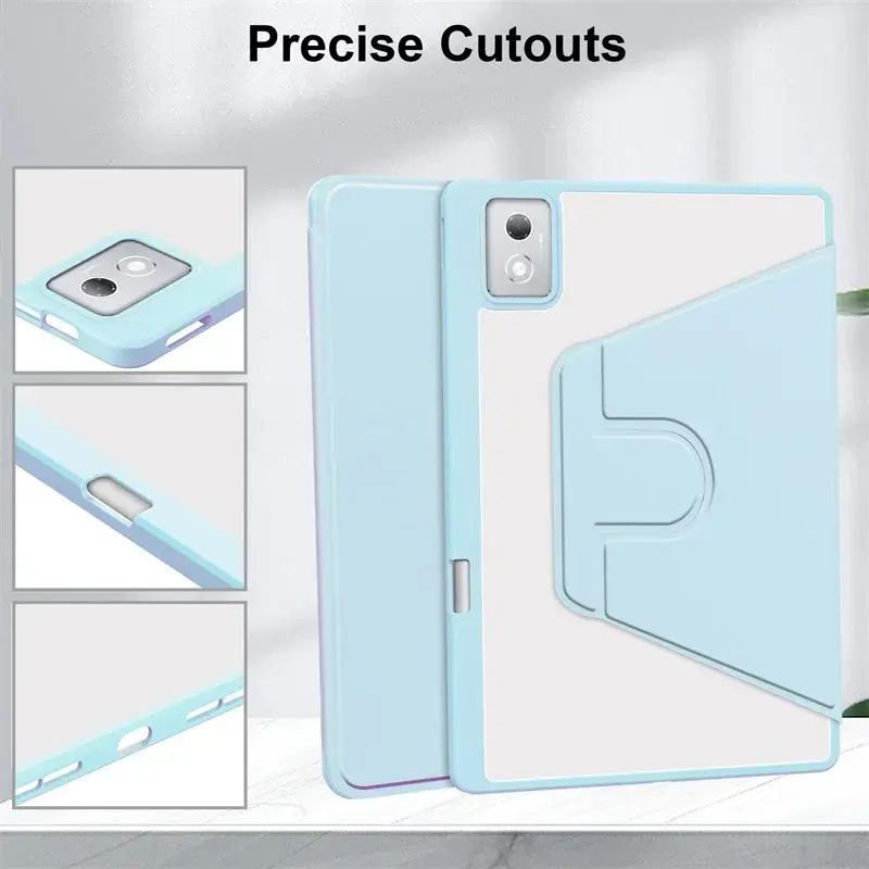 For Lenovo Idea Tab Pro Case with Pen Holder 360 Rotating Acrylic Clear Hard Tab