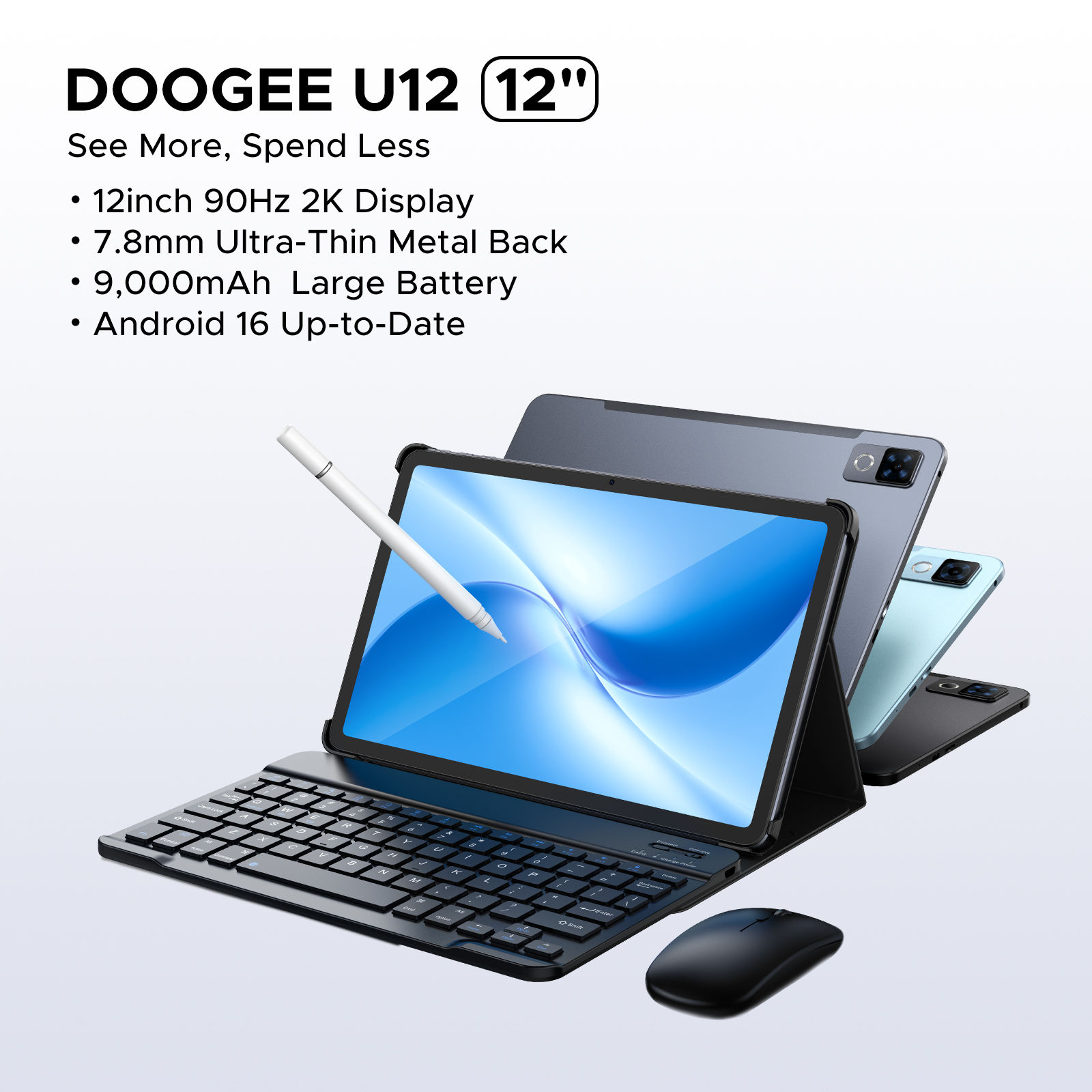 DOOGEE U12 Tablet PC Android 16 12'' S Display 24GB RAM (6GB+18GB) 128GB 9000mAh
