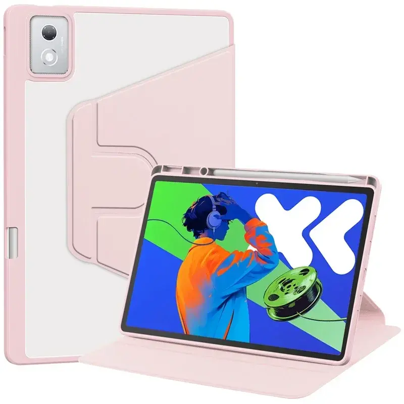 For Lenovo Idea Tab Pro Case with Pen Holder 360 Rotating Acrylic Clear Hard Tab