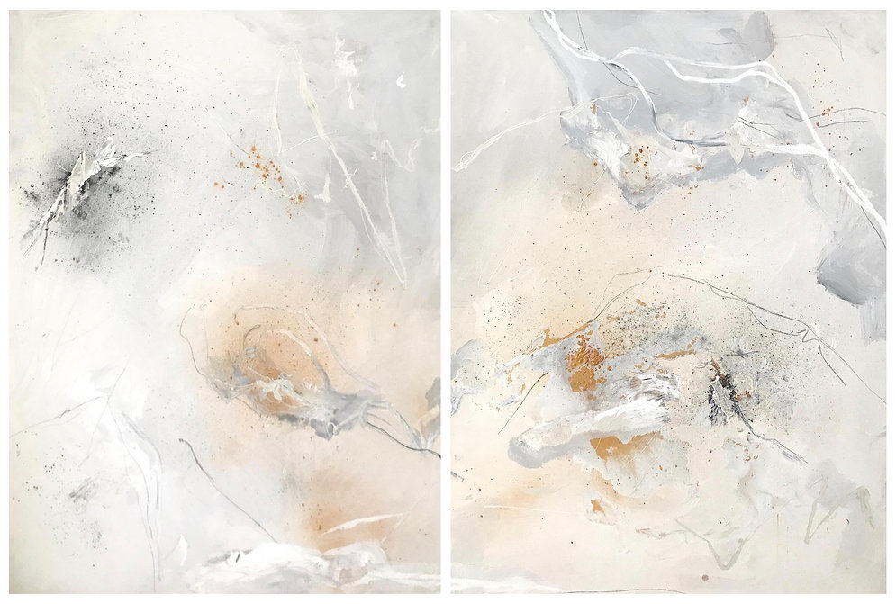 Jenna Polla, Neutral, abstract, mixed-media painting