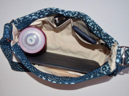 Thumbnail: Large Shoulder Bag 'Cork and blue wool' fabric