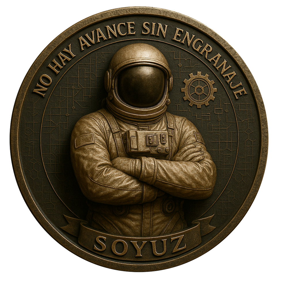 Medallón Soyuz en bronce detallado