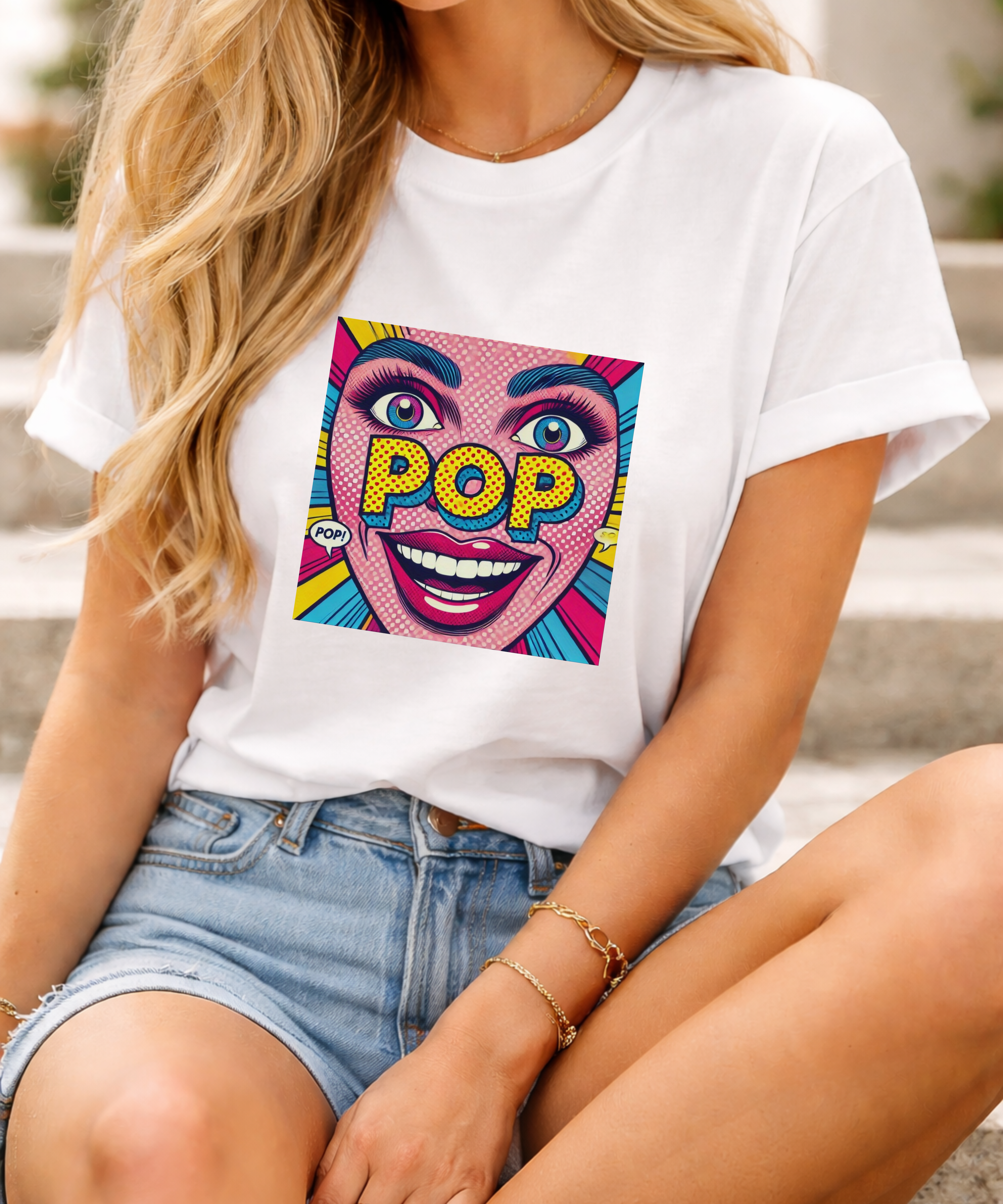 Pop Art Graphic T-Shirt, Comic Style Retro Tee, Colorful Pop Culture Shirt