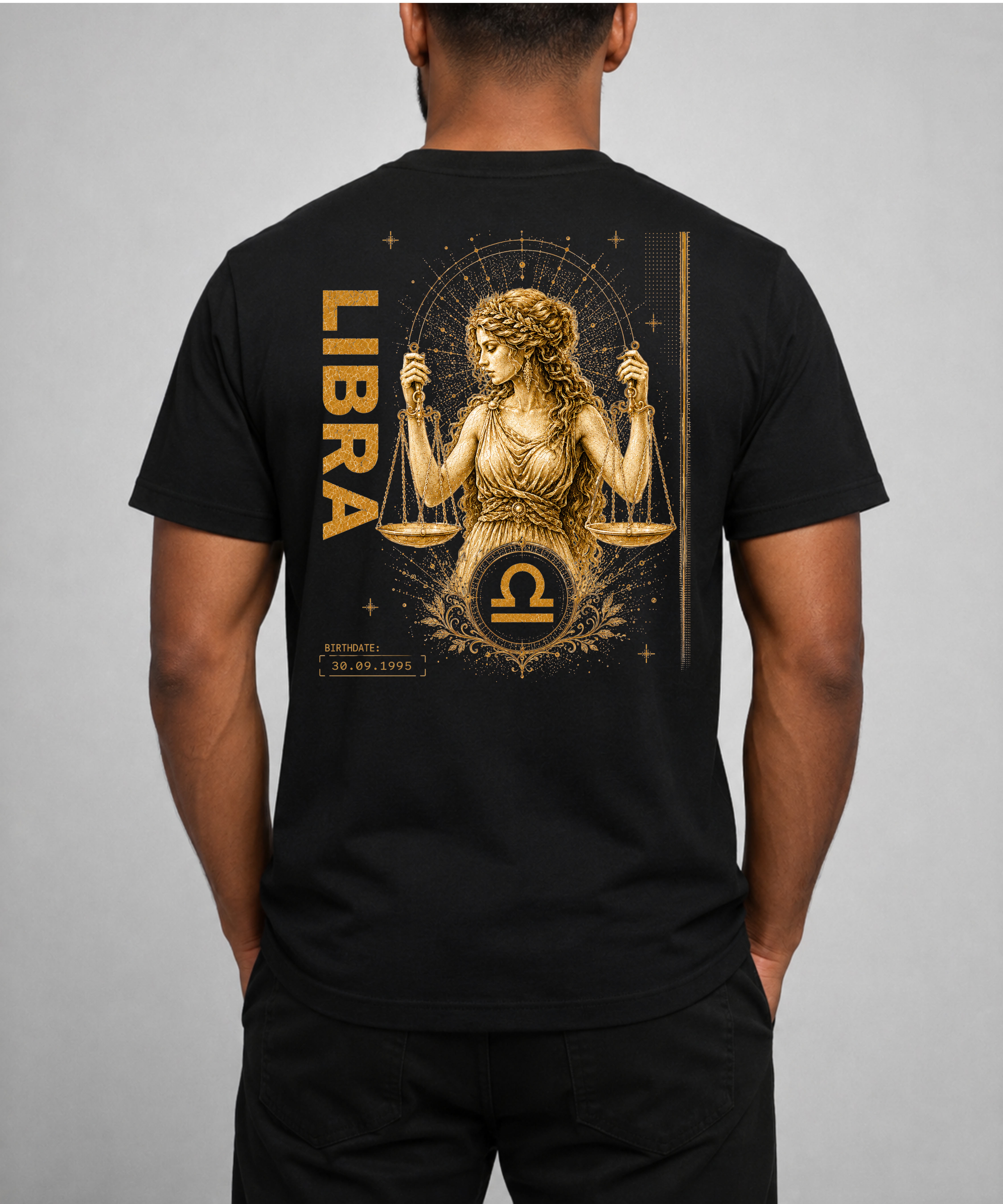 Libra Zodiac Shirt, Personalized Birth Date Tee, Libra Birthda,Back Side Graphic