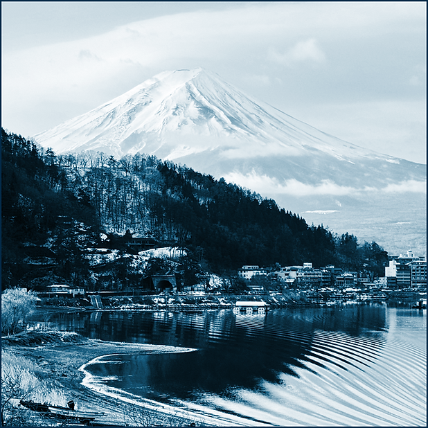 Vue apaisante et yin yang du majestueux mont Fuji