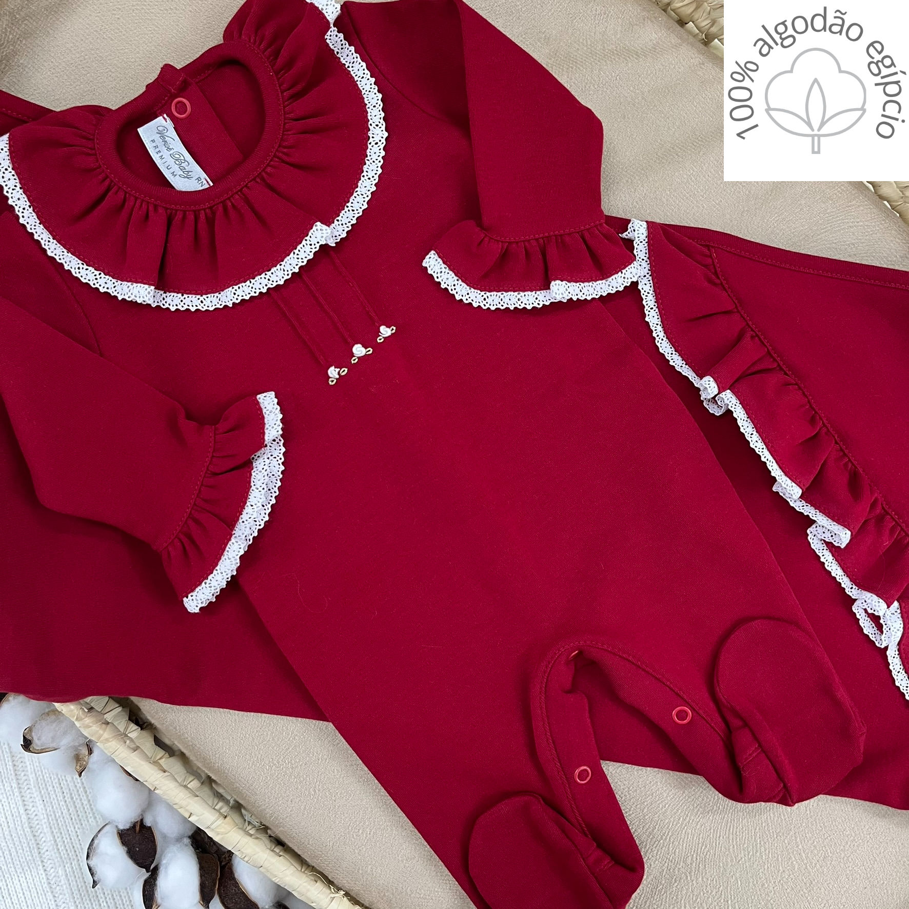 Saída Maternidade Babadinho - vermelho