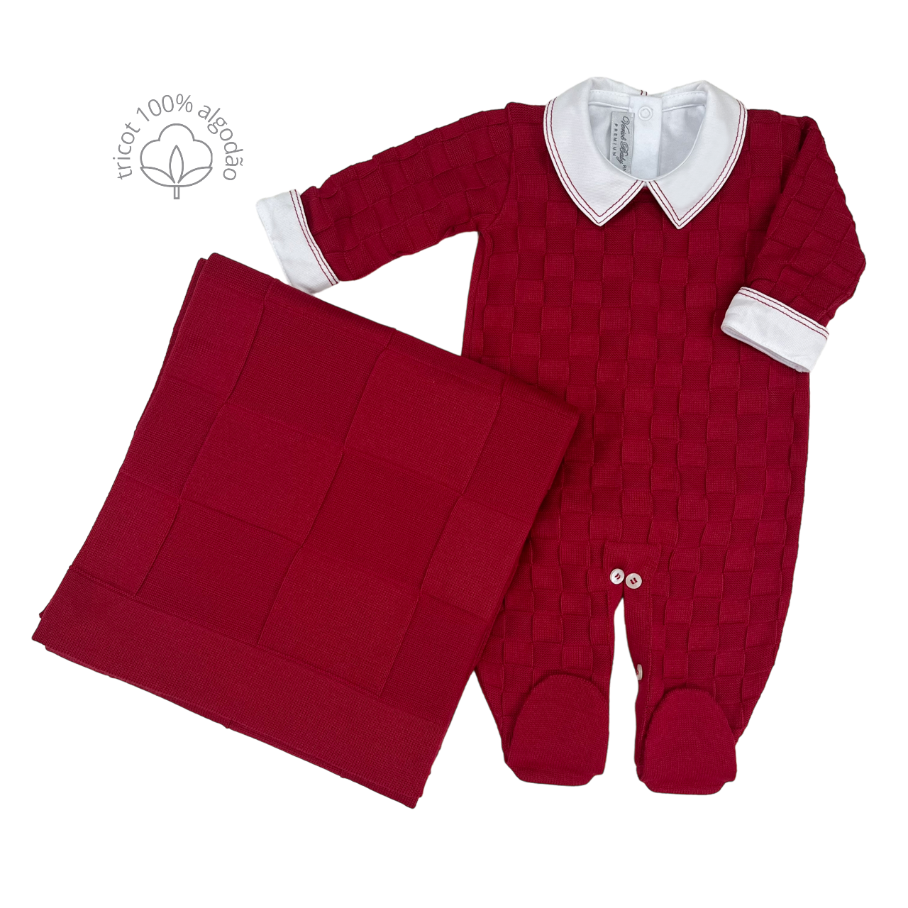 Saída Maternidade Quadros com body - vermelho