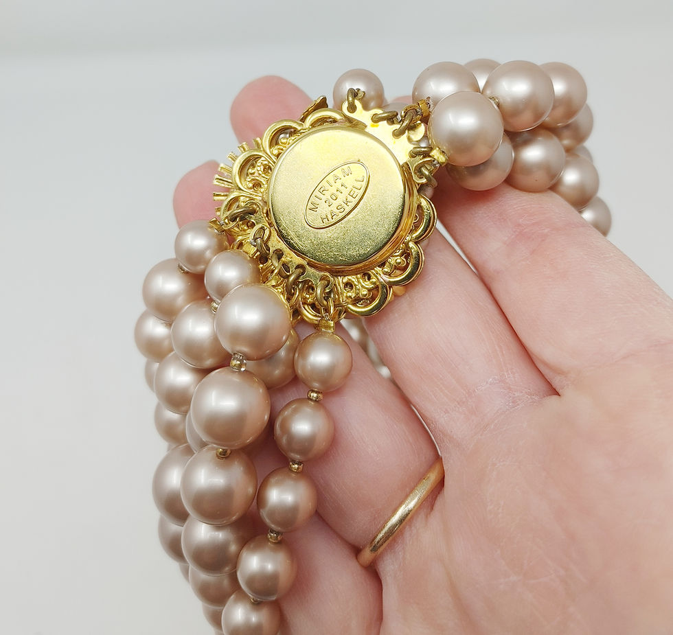 Thumbnail: Miriam Haskell Blush Faux Pearls with Crystal Clasp