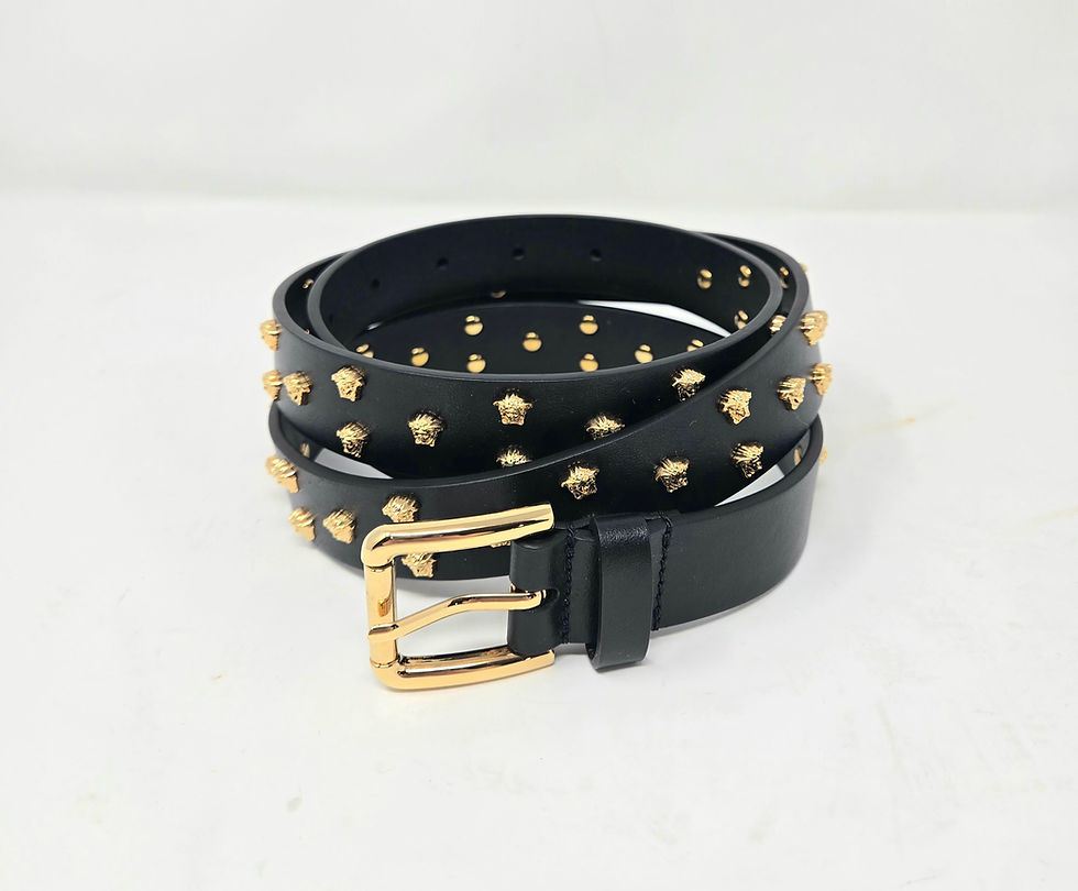 Thumbnail: Versace Black Studded Medusa Belt Size 105