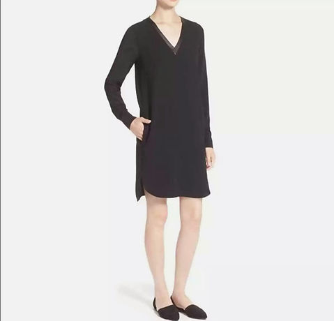 Vince Faux Leather Trim Shirt Dress Size 6 | hazelilly Vince Faux Leather Trim Shirt Dress Size 6 | hazelilly