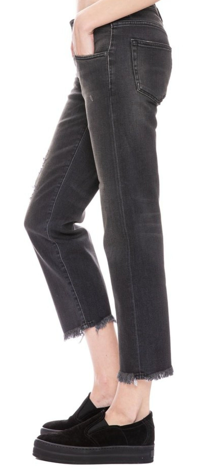 Thumbnail: R13 Boy Straight Barron Black Cut off Hem Size 25