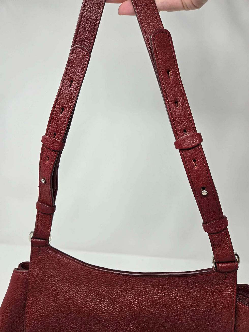Thumbnail: The Row Sideby Maroon Leather Crossbody Bag 